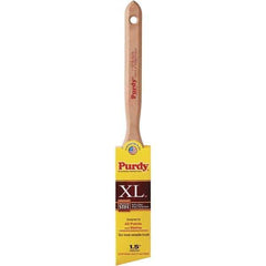 Purdy - 1-1/2" Angled Synthetic Trim Brush - 2-7/16" Bristle Length, 2-7/16" Wood Fluted Handle - Exact Industrial Supply