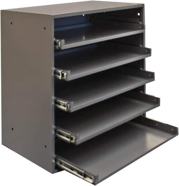 Durham - 5 Drawer, Small Parts Heavy Duty Bearing Slide Rack Cabinet - 12-1/2" Deep x 20-1/2" Wide x 21" High - Exact Industrial Supply