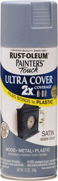 Rust-Oleum - Slate (Color), Satin, Enamel Spray Paint - 8 Sq Ft per Can, 12 oz Container, Use on Multipurpose - Exact Industrial Supply