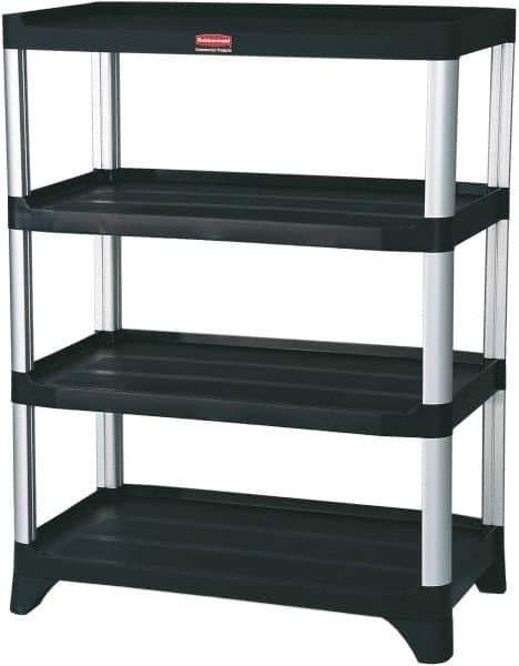 Rubbermaid - 46" High x 20" Wide x 35" Deep, 4 Shelf Structural Plastic Open Shelving - Black, 800 Lb Capacity - Exact Industrial Supply