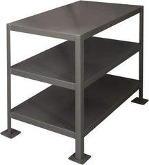 Durham - 36 Wide x 24" Deep x 30" High, Steel Machine Work Table - Flat Top, Rounded Edge, Fixed Legs, Gray - Exact Industrial Supply