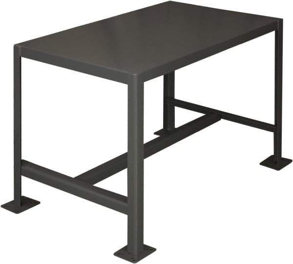 Durham - 48 Wide x 24" Deep x 24" High, Steel Machine Work Table - Flat Top, Rounded Edge, Fixed Legs, Gray - Exact Industrial Supply