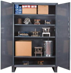 Durham - 4 Shelf Locking Storage Cabinet - Steel, 72" Wide x 24" Deep x 78" High, Gray - Exact Industrial Supply