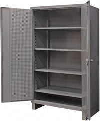 Durham - 4 Shelf Pegboard Storage Cabinet - Steel, 60" Wide x 24" Deep x 78" High, Gray - Exact Industrial Supply