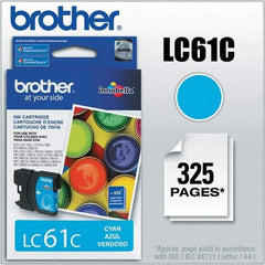 Brother - Cyan Ink Cartridge - Use with Brother DCP-J140W, 165C, 375CW, 385C, 395CN, 585CW, MFC-250C, 255CW, 290C, 295CN, 490CW, 495CW, J615W, 775CW, 790CW, 795CW, 990CW - Exact Industrial Supply