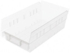 Akro-Mils - 11-5/8" Deep, Clear Hopper Shelf Bin - 4" High x 6-5/8" Wide x 11-5/8" Long - Exact Industrial Supply