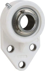 Value Collection - 5/8" ID, 4-1/4" OAL x 1-5/16" OAH 3 Bolt Flange Mounted Bearing - 1,495 Lb Static Cap, 2,877 Lb Dyn Cap, 1-1/2" Btw Mnt Hole Ctrs, 39/64" Base-to-Ctr Ht, Thermoplastic - Exact Industrial Supply