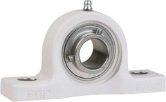Value Collection - 3/4" ID, 5" OAL x 2-19/32" OAH Pillow Block - 1,495 Lb Static Cap, 2,877 Lb Dyn Cap, 3-3/4" Btw Mnt Hole Ctrs, 1-5/16" Base-to-Ctr Ht, Thermoplastic - Exact Industrial Supply