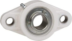 Value Collection - 5/8" ID, 4-7/16" OAL x 1-5/16" OAH 2-Bolt Flange Mounted Bearing - 1,495 Lb Static Cap, 2,877 Lb Dyn Cap, 3-35/64" Btw Mnt Hole Ctrs, 19/32" Base-to-Ctr Ht, Thermoplastic - Exact Industrial Supply