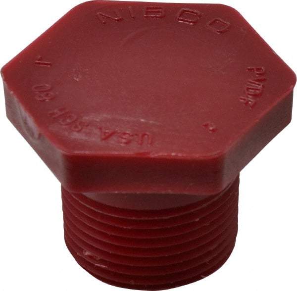 NIBCO - 1" PVDF Plastic Pipe Threaded Plug - Schedule 80, MIPT x MIPT End Connections - Exact Industrial Supply