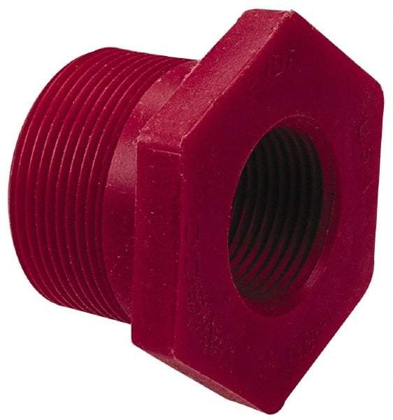 NIBCO - 2 x 1-1/2" PVDF Plastic Pipe Flush Threaded Reducer Bushing - Schedule 80, MIPT x FIPT End Connections - Exact Industrial Supply