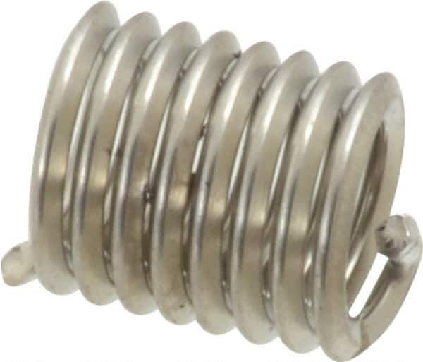 Recoil - 1/4-20 UNC, 1/2" OAL, Free Running Helical Insert - 8 Free Coils, Tanged, Stainless Steel, Bright Finish, 2D Insert Length - Exact Industrial Supply