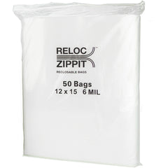 12″ × 15″ 6-MIL Clear Reloc Zippit Zipper Bags, Sold per Case of 250 (5 boxes of 50 per case)