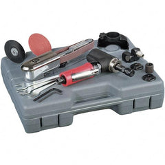 Autobrade Red - Pneumatic Multi Tool Kit - 20,000 RPM, 1/4 NPT Inlet - Exact Industrial Supply