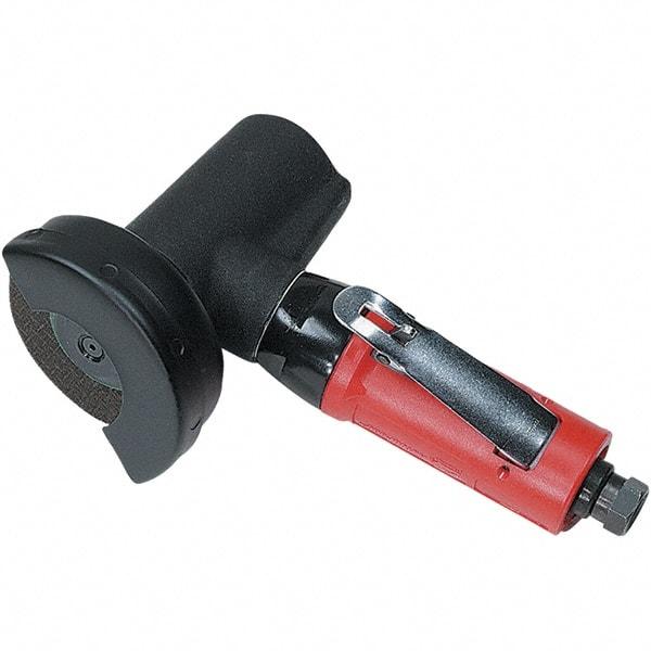 Autobrade Red - 3" Wheel Diam, 20,000 RPM, Pneumatic Cutoff & Cutoff-Grinder Tool - Right Angle Handle, 1/4 NPT Inlet - Exact Industrial Supply