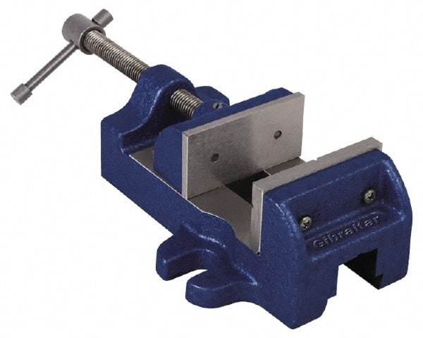 Gibraltar - 1-1/2" Jaw Opening Capacity x 1" Throat Depth, Horizontal Drill Press Vise - 1-3/4" Wide Jaw, Stationary Base, Standard Speed, 4-1/2" OAL, Cast Iron - Exact Industrial Supply