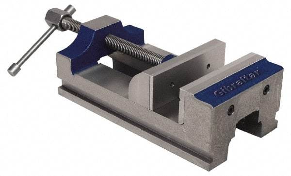 Gibraltar - 6" Jaw Opening Capacity x 2" Throat Depth, Horizontal Drill Press Vise - 6" Wide Jaw, Stationary Base, Standard Speed, 14" OAL, Cast Iron - Exact Industrial Supply
