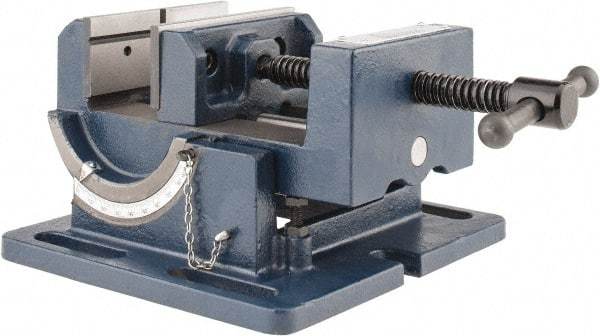 Gibraltar - 4" Jaw Width, 4" Jaw Opening Capacity, Angle Stationary Machine Vise - Manual Operation, 1 Station, 9-7/16" Long x 4-1/2" High x 1-1/2" Deep, 1-1/2" Jaw Height - Exact Industrial Supply