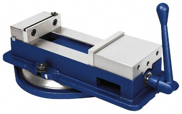 Gibraltar - 6" Jaw Width, 8-3/4" Jaw Opening Capacity, Horizontal Swivel Machine Vise - Manual Operation, 1 Station, 19-1/2" Long x 6-1/4" High x 1-5/8" Deep, 1-5/8" Jaw Height - Exact Industrial Supply