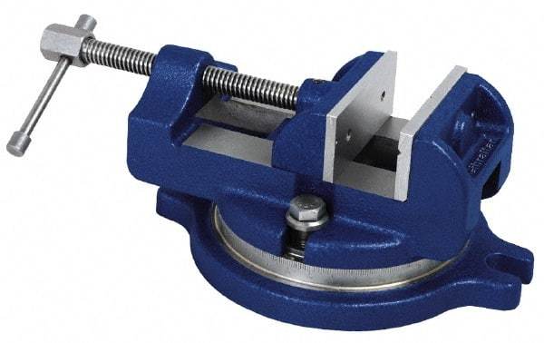 Gibraltar - 6" Jaw Width, 6" Jaw Opening Capacity, Horizontal Swivel Machine Vise - Manual Operation, 1 Station, 14-1/2" Long x 5-1/2" High x 2" Deep, 2" Jaw Height - Exact Industrial Supply