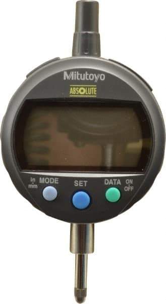 Mitutoyo - 0 to 12.7mm Range, 0.0005" Graduation, Electronic Drop Indicator - Lug-on-center Back, Accurate to 0.001", English & Metric System, LCD Display - Exact Industrial Supply