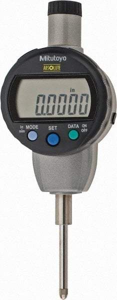 Mitutoyo - 0 to 1" Range, 0.0005" Graduation, Electronic Drop Indicator - Flat Back, Accurate to 0.001", English & Metric System, LCD Display - Exact Industrial Supply