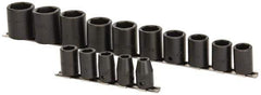 Proto - 15 Piece 1/2" Drive Impact Socket Set - 6 Points, 3/8" to 1-1/4" Range, Inch Measurement Standard - Exact Industrial Supply