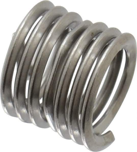 Heli-Coil - Single Insert, M6x1 Metric Coarse, 1-1/2D, Stainless Steel Screw Locking Insert - 6-3/4 Free Coils, 9mm Overall Length, 7.4 to 7.95mm Outside Diameter, with Tang, Bright Finish, 304 Material Grade - Exact Industrial Supply