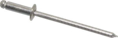RivetKing - Size 44 Dome Head Stainless Steel Open End Blind Rivet - Stainless Steel Mandrel, 0.188" to 1/4" Grip, 1/4" Head Diam, 0.129" to 0.133" Hole Diam, 0.4" Length Under Head, 1/8" Body Diam - Exact Industrial Supply