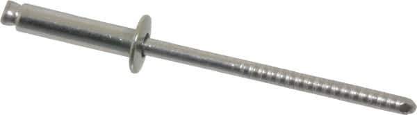 RivetKing - Size 46 Dome Head Stainless Steel Open End Blind Rivet - Stainless Steel Mandrel, 0.313" to 3/8" Grip, 1/4" Head Diam, 0.129" to 0.133" Hole Diam, 0.525" Length Under Head, 1/8" Body Diam - Exact Industrial Supply