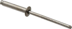 RivetKing - Size 48 Dome Head Stainless Steel Open End Blind Rivet - Stainless Steel Mandrel, 0.376" to 1/2" Grip, 1/4" Head Diam, 0.129" to 0.133" Hole Diam, 0.65" Length Under Head, 1/8" Body Diam - Exact Industrial Supply
