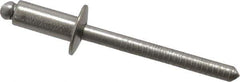 RivetKing - Size 64 Dome Head Stainless Steel Open End Blind Rivet - Stainless Steel Mandrel, 0.188" to 1/4" Grip, 3/8" Head Diam, 0.192" to 0.196" Hole Diam, 0.45" Length Under Head, 3/16" Body Diam - Exact Industrial Supply