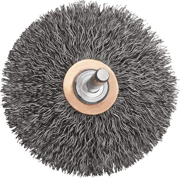 DeWALT - 2" OD, 1/4" Shank Diam, Crimped Steel Wheel Brush - 1/2" Trim Length, 0.014" Filament Diam, 20,000 RPM - Exact Industrial Supply