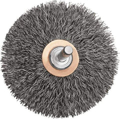 DeWALT - 2" OD, 1/4" Shank Diam, Crimped Steel Wheel Brush - 1/2" Trim Length, 0.014" Filament Diam, 20,000 RPM - Exact Industrial Supply
