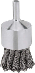 DeWALT - 3/4" Brush Diam, Knotted, End Brush - 1/4" Diam Steel Shank, 1/4" Pilot Diam, 20,000 Max RPM - Exact Industrial Supply
