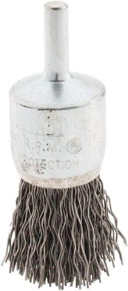 DeWALT - 1" Brush Diam, Crimped, End Brush - 1/4" Diam Steel Shank, 1/4" Pilot Diam, 20,000 Max RPM - Exact Industrial Supply