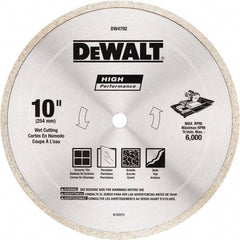 DeWALT - 10" Diam, 5/8" Arbor Hole Diam, Wet & Dry Cut Saw Blade - Diamond-Tipped, Standard Round Arbor - Exact Industrial Supply