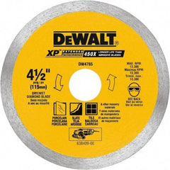 DeWALT - 4-1/2" Diam, 5/8 & 7/8" Arbor Hole Diam, Wet & Dry Cut Saw Blade - Diamond-Tipped, Standard Round Arbor - Exact Industrial Supply