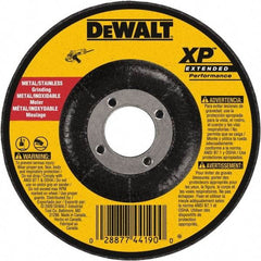 DeWALT - 24 Grit, 9" Wheel Diam, 1/4" Wheel Thickness, 7/8" Arbor Hole, Type 27 Depressed Center Wheel - Zirconia Alumina, Resinoid Bond, 6,600 Max RPM, Compatible with Angle Grinder - Exact Industrial Supply