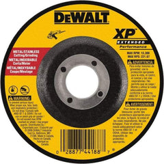 DeWALT - 24 Grit, 5" Wheel Diam, 1/8" Wheel Thickness, 7/8" Arbor Hole, Type 27 Depressed Center Wheel - Zirconia Alumina, Resinoid Bond, 12,200 Max RPM, Compatible with Angle Grinder - Exact Industrial Supply