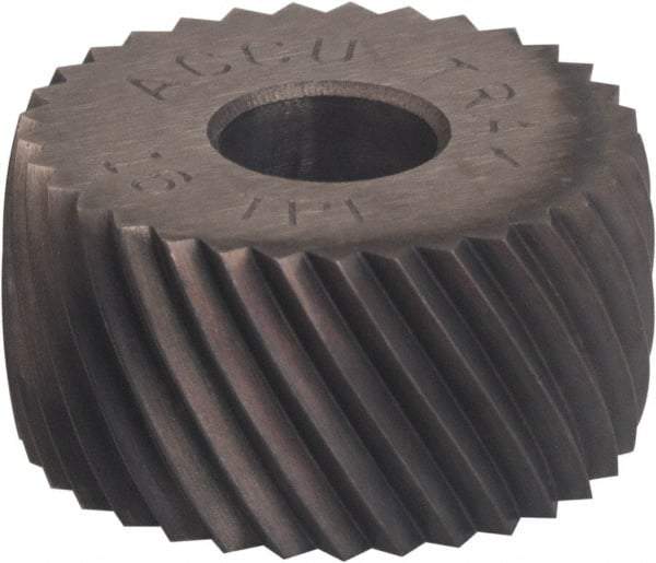 Made in USA - 3/4" Diam, 90° Tooth Angle, 40 TPI, Convex, Form Type Cobalt Left-Hand Diagonal Knurl Wheel - 3/8" Face Width, 1/4" Hole, Circular Pitch, Ferritic Nitrocarburizing Finish, Series KPV - Exact Industrial Supply