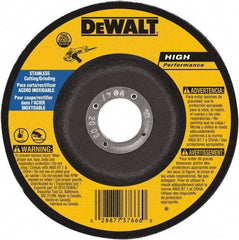 DeWALT - 30 Grit, 9" Wheel Diam, 1/8" Wheel Thickness, 7/8" Arbor Hole, Type 27 Depressed Center Wheel - Aluminum Oxide, 6,600 Max RPM, Compatible with Angle Grinder - Exact Industrial Supply