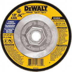 DeWALT - 30 Grit, 6" Wheel Diam, 1/8" Wheel Thickness, Type 27 Depressed Center Wheel - Aluminum Oxide, 10,100 Max RPM, Compatible with Angle Grinder - Exact Industrial Supply