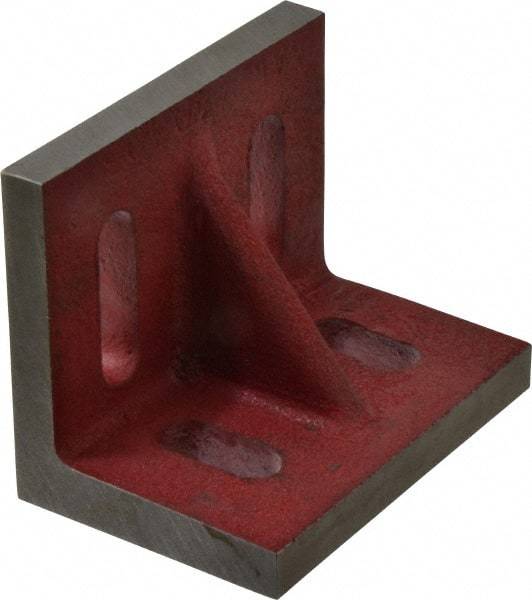 Suburban Tool - 4-1/2" Wide x 3" Deep x 3-1/2" High Cast Iron Machined Angle Plate - Standard Plate, Through-Slots on Surface, Single Web, 9/16" Thick, Single Plate - Exact Industrial Supply