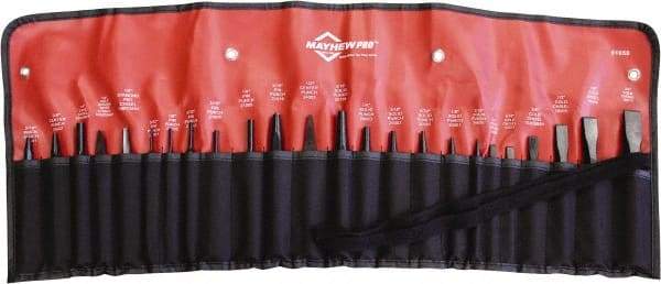 Mayhew - 24 Piece Punch & Chisel Set - 1/4 to 3/4" Chisel, 3/32 to 1/2" Punch, Hex Shank - Exact Industrial Supply