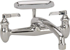 B&K Mueller - Spout with Soap Dish, Two Handle Design, Chrome, Industrial and Laundry Faucet - Lever Handle - Exact Industrial Supply