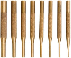 SPI - 8 Piece, 1/16 to 5/16", Pin Punch Set - Brass & Steel, Comes in Wooden Box - Exact Industrial Supply