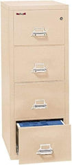 FireKing - 20.81" Wide x 52-3/4" High x 31-9/16" Deep, 4 Drawer Vertical File - Steel, Parchment - Exact Industrial Supply