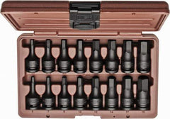 Paramount - 16 Piece 1/2" Drive Inch/Metric Impact Hex Bit Socket Set - 1/4 to 3/4" Hex - Exact Industrial Supply