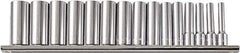 Paramount - 15 Piece 1/2" Drive Chrome Vanadium Finish Deep Well Socket Set - 12 Points, 3/8" to 1-1/4" Range, Inch Measurement Standard - Exact Industrial Supply